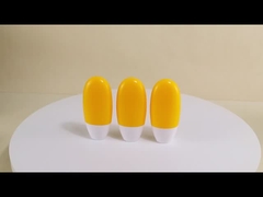 بطری مسطح گرد و خم شده 50 میلی لیتر مخزن ضد آفتاب لوازم آرایشی با طوق PE و کلاه پیچ سفید